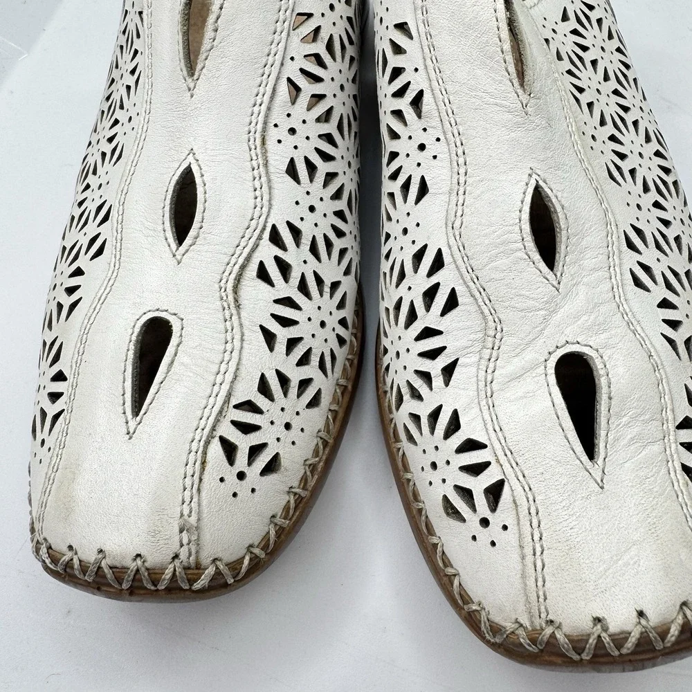 Remonte White Laser-Cut Slingback Sandals